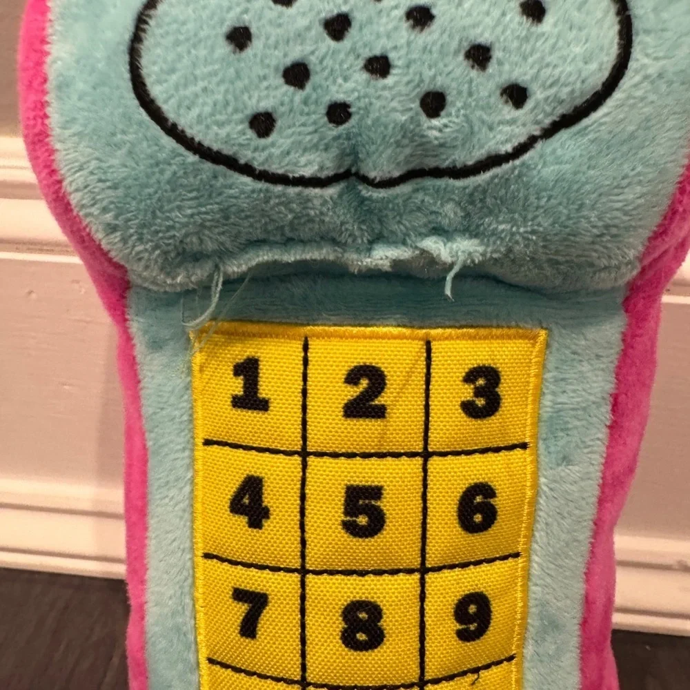 Barkbox Vintage Colorful Plush Pet Dog Toy Phone - Pink, Blue, and Yellow